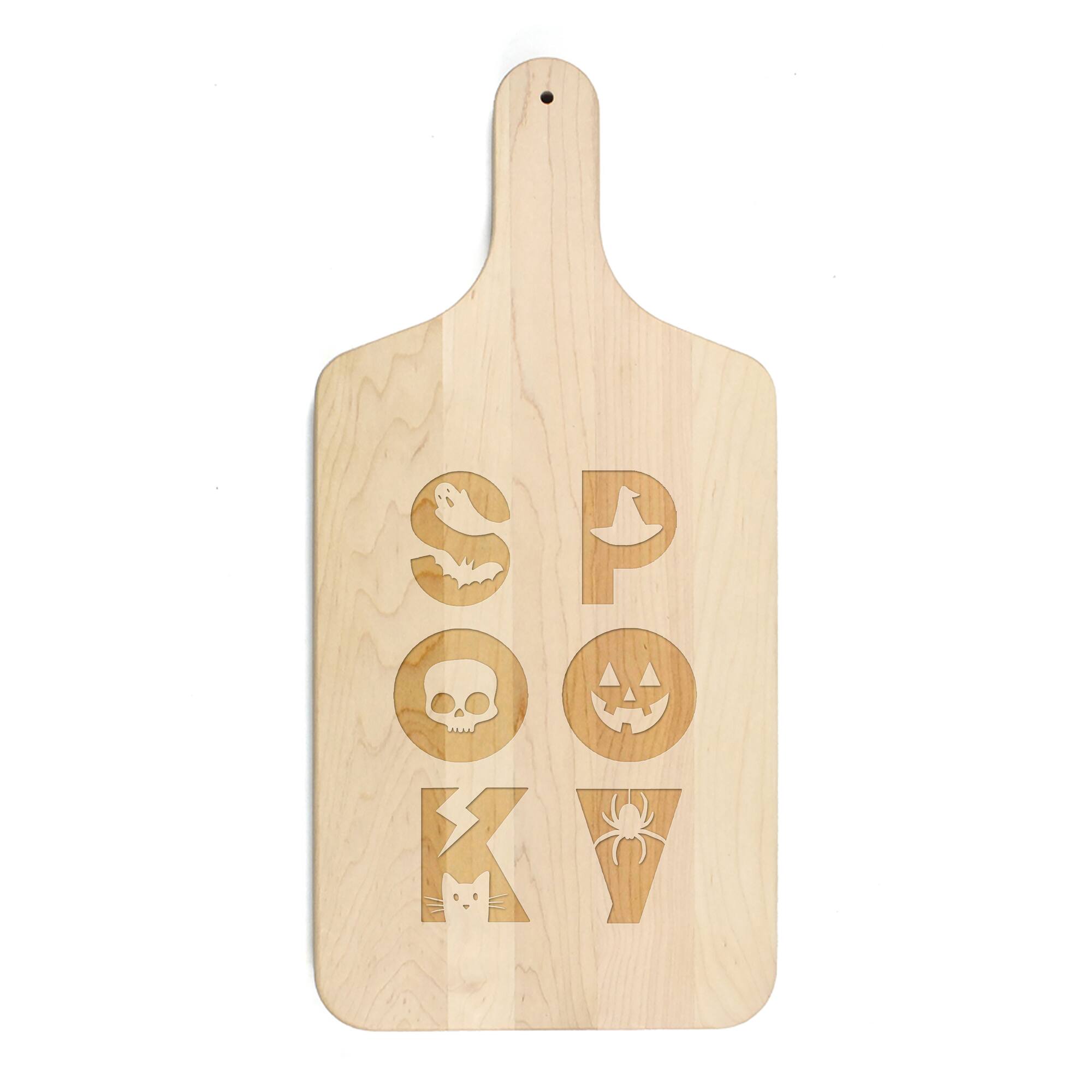 17" Spooky Icons Maple Paddle Cutting Board